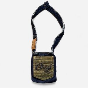 COOGI Navy Denim Mini Crossbody with Gold Front Panel